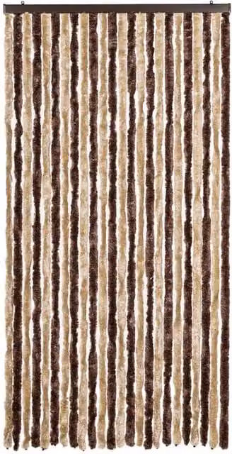 Berkfield Home Chenille Soft Fly Curtain in Beige and Brown, W/H: 100 x 200 cm