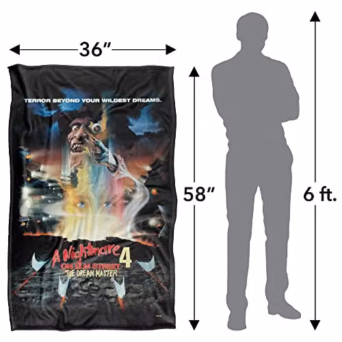 Warner Bros. Nightmare On Elm Street 4 Poster Super Soft Fleece Throw Blanket, Multicolour, W/D/H: 91 x 147 cm – 4