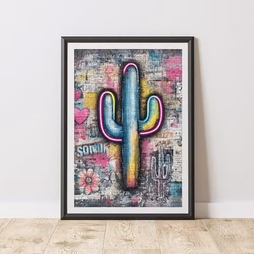 60 Second Makeover Cactus Graffiti Urban Street Art Poster, Multicolour, A4