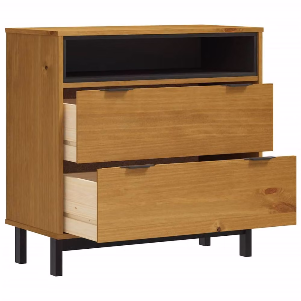 Berkfield Home FLAM Drawer Cabinet in Brown Solid Pine Wood, W/D/H: 80 x 40 x 80 cm – 3