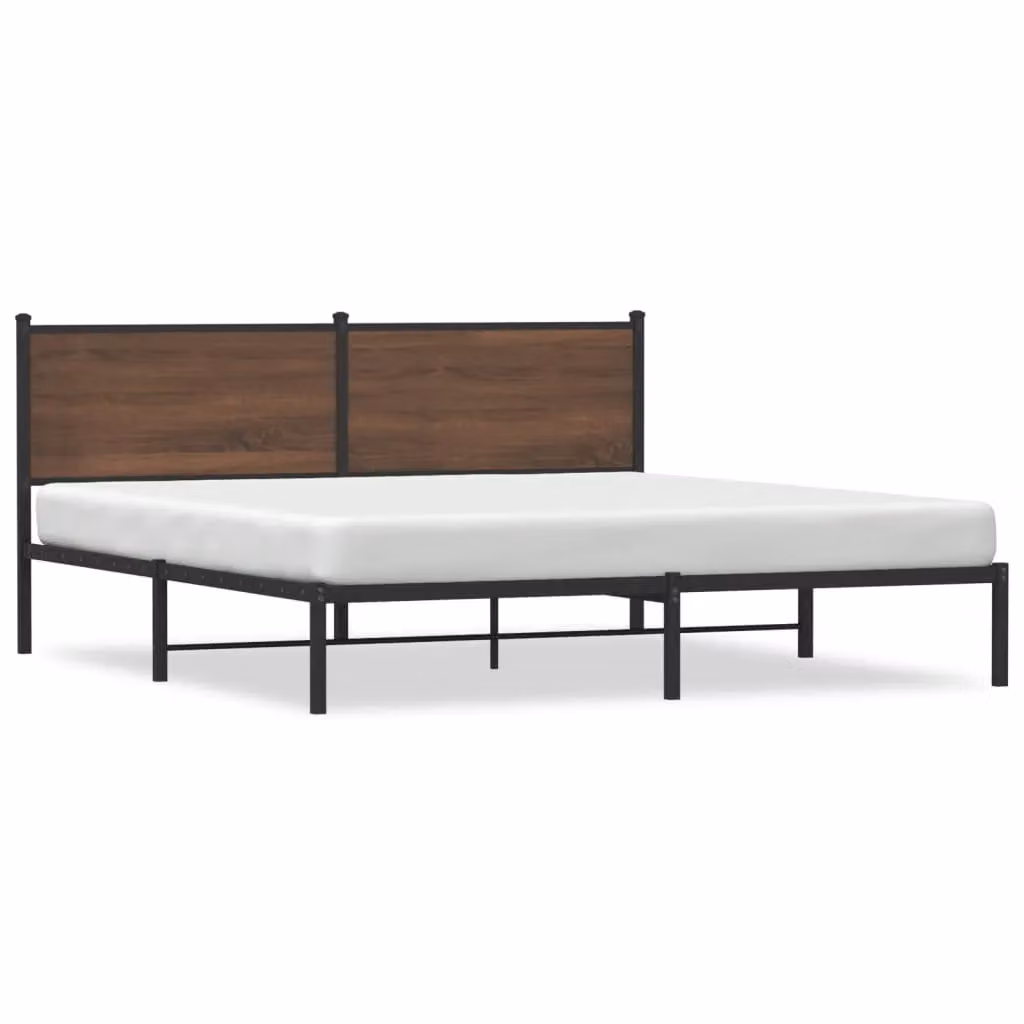 Berkfield Home Metal Bed Frame in Brown Oak, W/D/H: 180 x 200 cm, Super King – 2