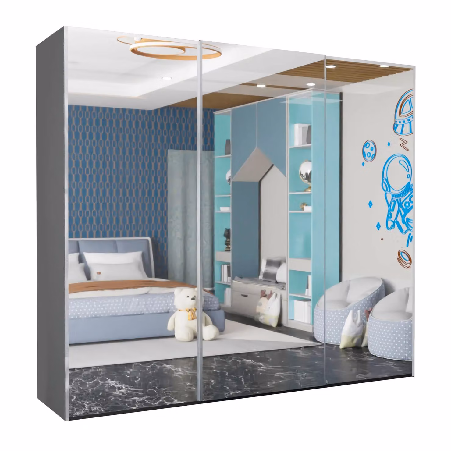 Sliding Wardrobes 4U Modern Double Door Sliding Wardrobe in Grey, W: 250 cm, D: 62 cm, H: 217 cm – 2
