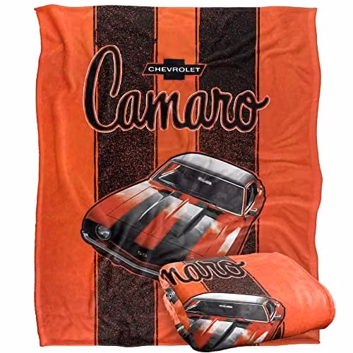 Trevco Chevrolet Camaro Stripes White Silky Touch Super Soft Fleece Throw Blanket W/D/H: 152 x 127 cm – 1