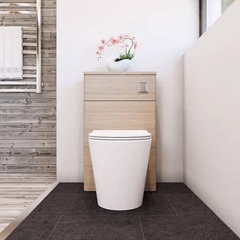 Balterley Contemporary Compact WC Toilet Unit in Solace Oak Brown, Width: 50 cm