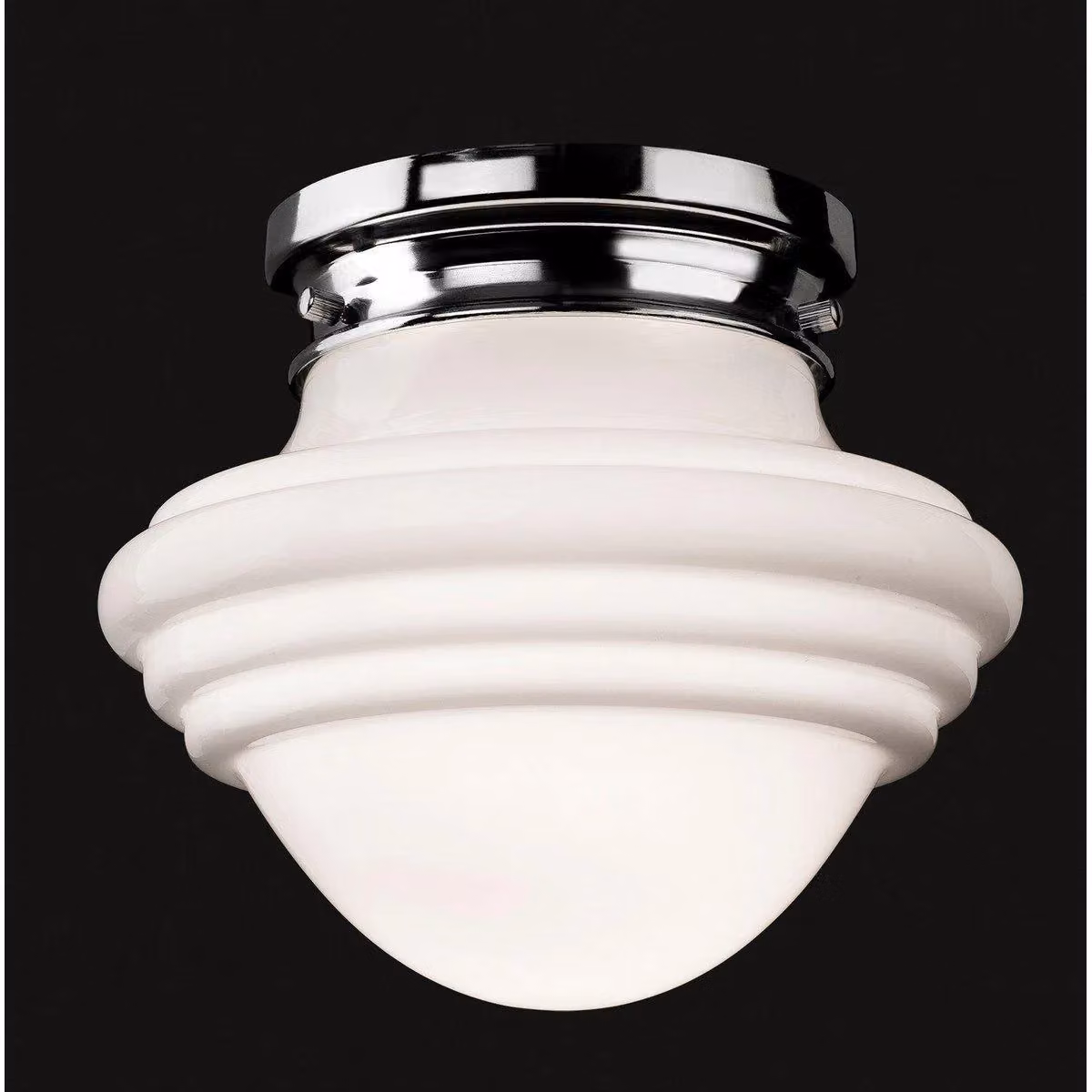 Netlighting Art Chrome Flush Ceiling Light with White Opal Glass and E27 Socket – 2