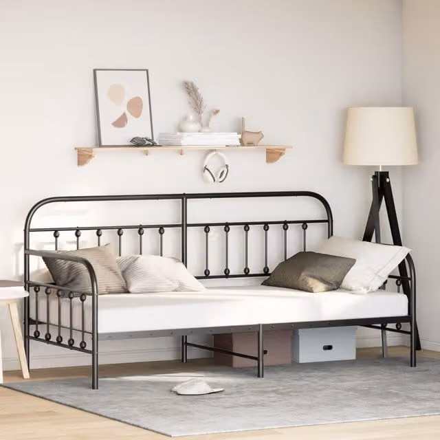 Berkfield Home Minimalist Metal Daybed Frame in Black, W/D/H: 90 x 200 cm – 1