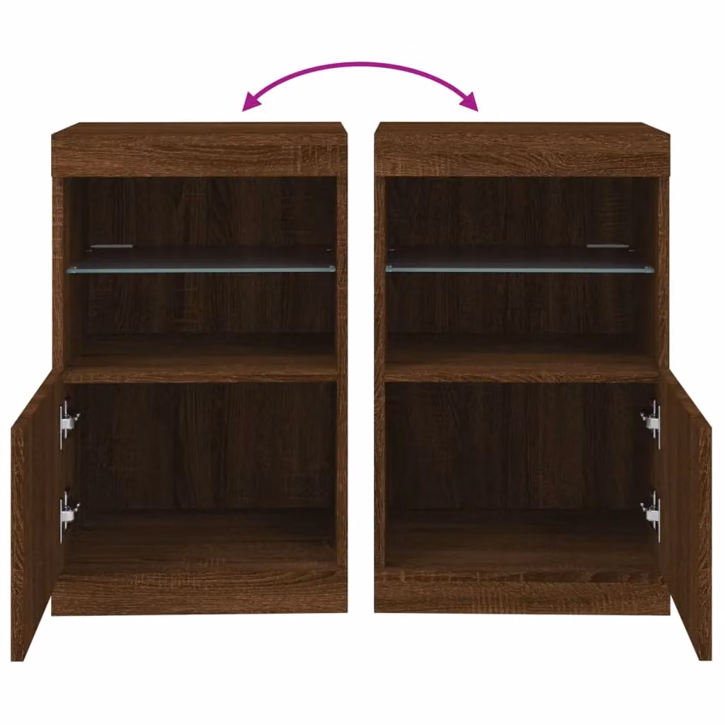 Berkfield Home Modern Oak Sideboard with Integrated LED Lights in Brown, W/D/H: 41 x 37 x 67 cm – 7