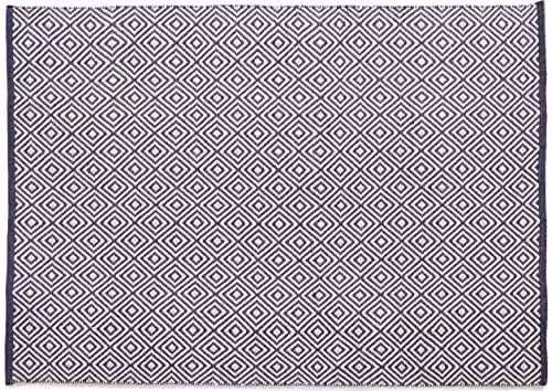 Rugs Direct Woven Hug Rug Runner in Diamond Navy, W/D: 120 x 70 cm