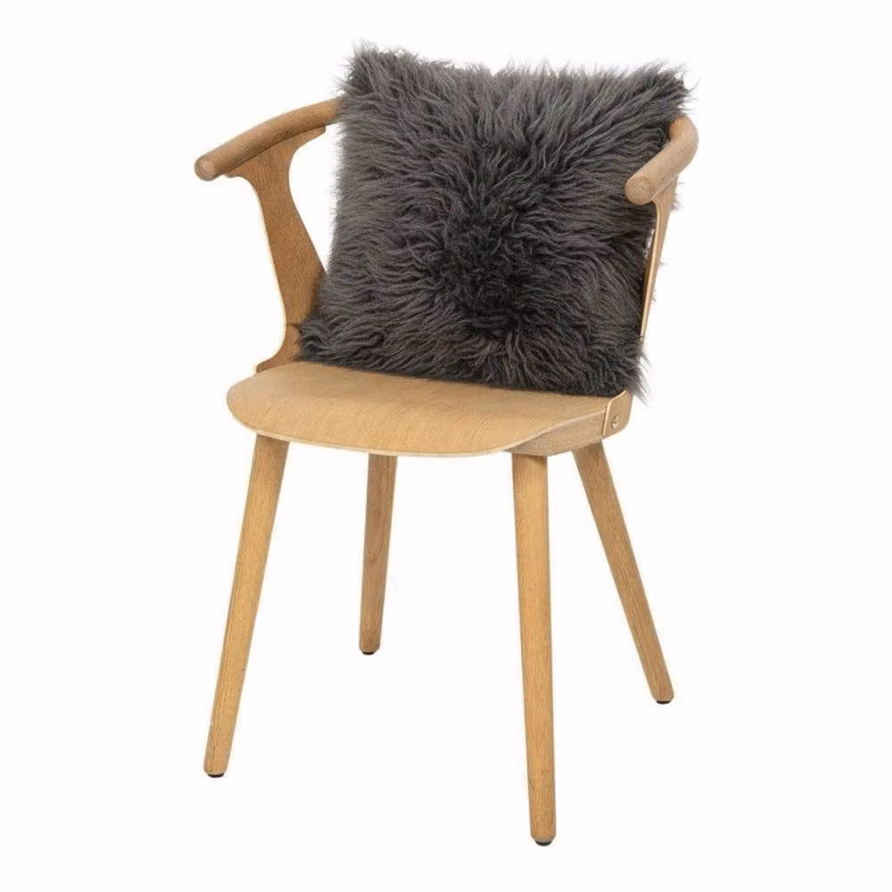 Infinity Leather Grey Genuine Sheepskin Cushion with Faux Suede Backing, W/D/H: 40 x 40 x 40 cm – 2