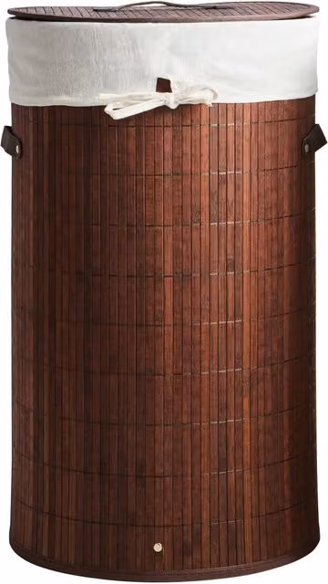 Orsina Kankyo Round Laundry Hamper in Brown with Bamboo and Cotton and Handles