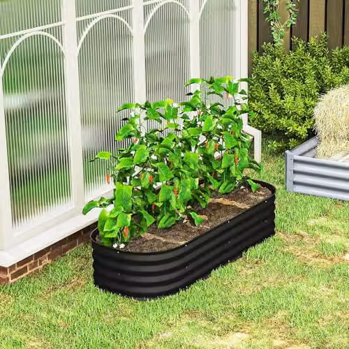 Outsunny Galvanised Steel Raised Garden Bed Planter in Black, W/D/H: 279 x 62 x 30 cm – 7