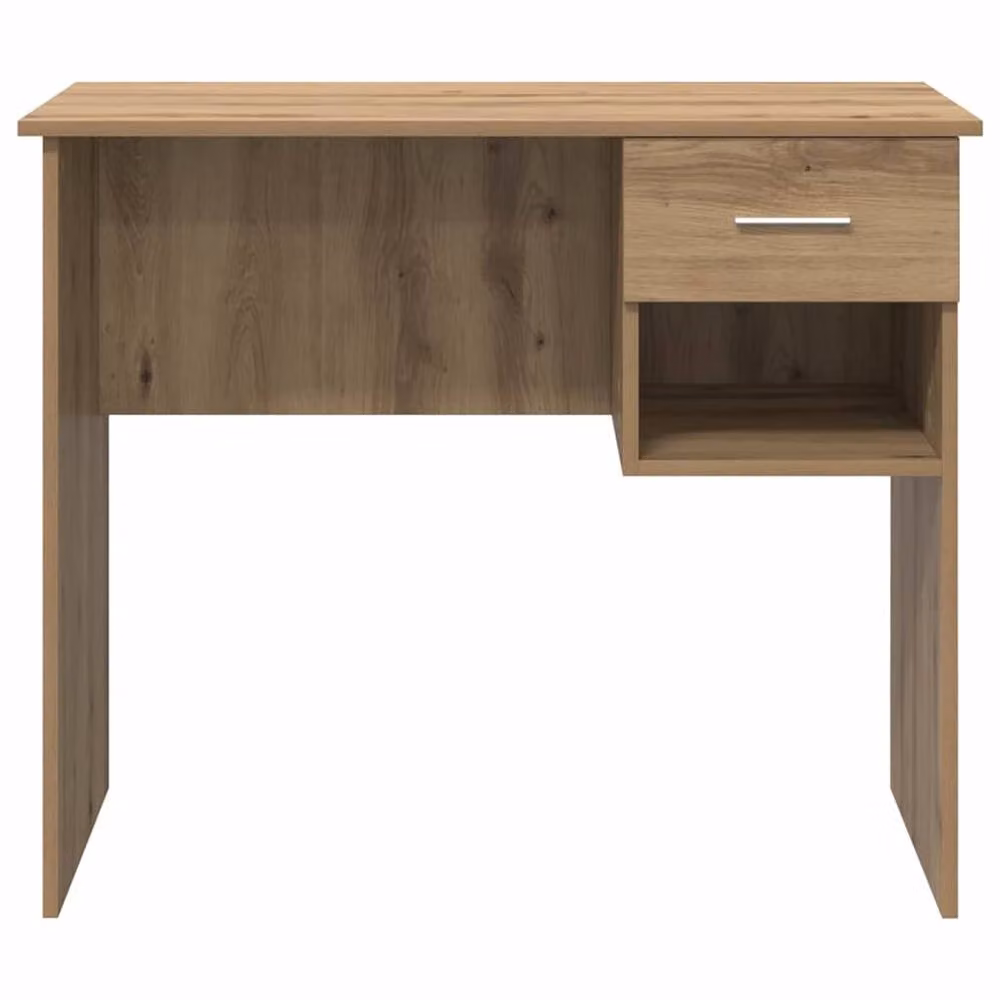 Berkfield Home Writing Desk with Storage in Artisan Oak and Beige, W/D/H: 90 x 49.5 x 75 cm – 4