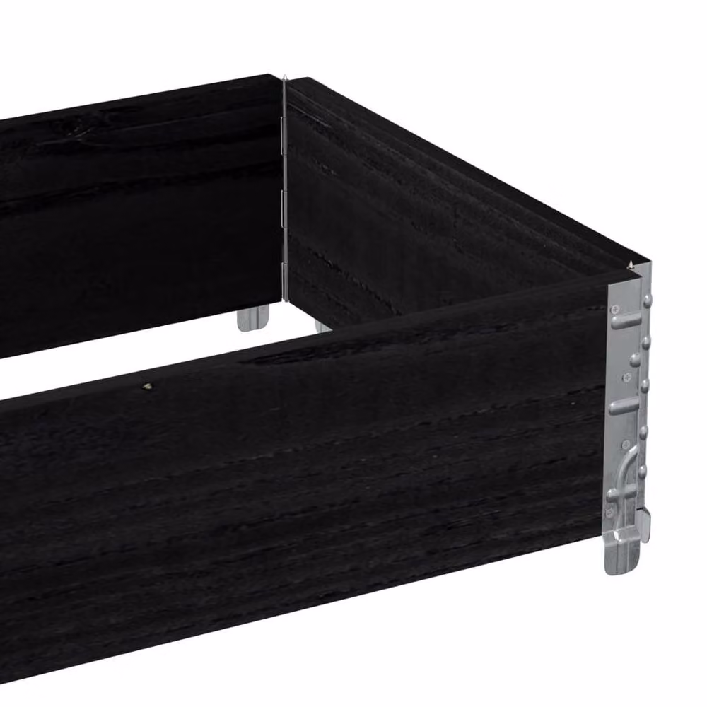 Berkfield Black Wooden Raised Bed Planter with Galvanised Steel, W: 100 cm, D: 50 cm, H: 21.5 cm – 4