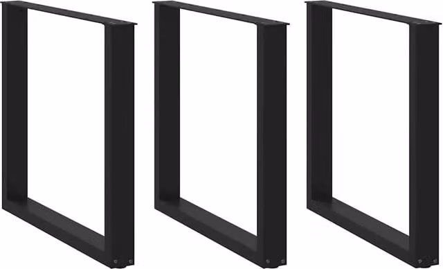 Berkfield Home U-Shaped Coffee Table Legs, 3 Piece Set, Black Steel, W: 90 cm, H: 72.5 cm – 1