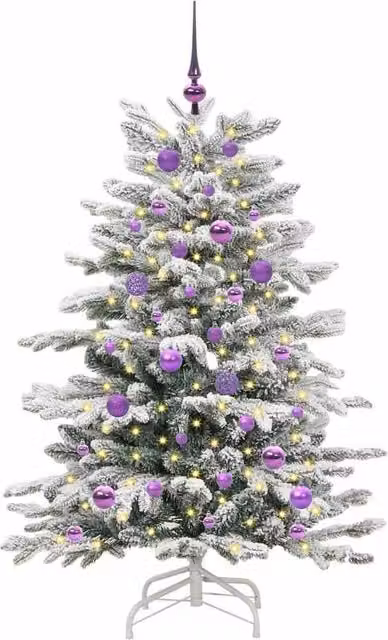 Berkfield Home Elegant Artificial Hinged Christmas Tree, White, Height: 150 cm – 1