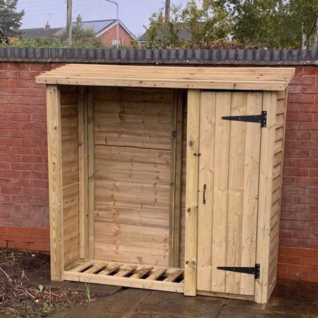Churnet Valley Garden Furniture Ltd Heavy Duty Wood Logstore with Tool Shed and Kindling Storage in Brown, H 180 x W 180 x D 60 cm – 3