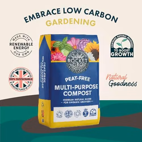 RocketGro Multi-Purpose Peat-Free Organic Compost with Dual-Source Feed, 20L – 2