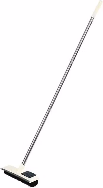 PAWNORA White Floor Scrubbing Brush with Scraper and Long Handle
