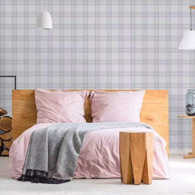 Holden Decor Grey Abstract Checked Washable Wallpaper Roll
