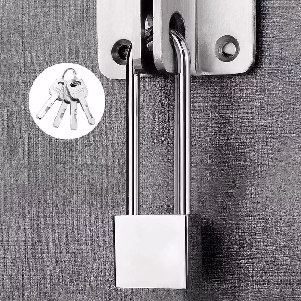 SPETLEK Stainless Steel Long Shackle Padlock with Key in Silver – 2