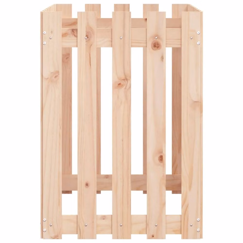 Berkfield Home Garden Raised Bed with Fence Design in Natural Solid Wood, W/D/H: 100 x 50 x 70 cm – 2