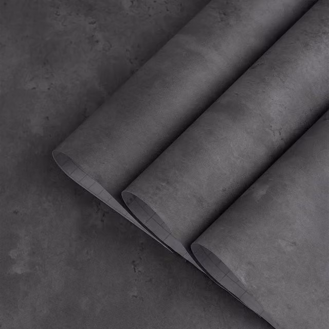 EONLION Cement Concrete Effect Textured Wallpaper in Dark Grey, Width: 100 cm