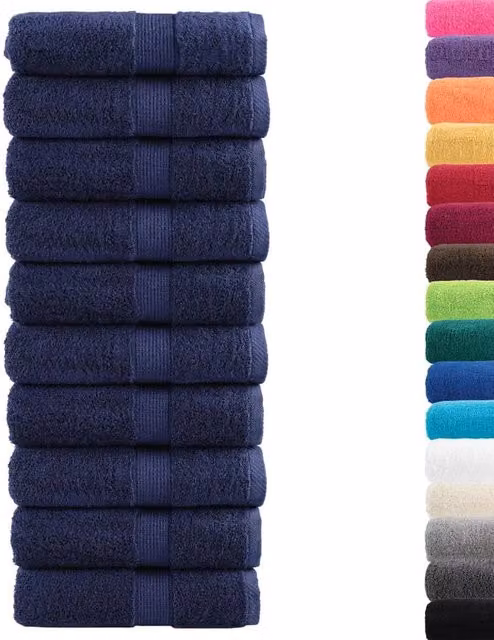 Berkfield Home SOLUND Premium Cotton Soap Towels, Navy Blue, 10 Pack, W/D/H: 30 x 30 x 0.6 cm (600gsm)