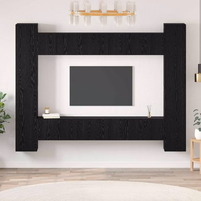 Berkfield Home Modern TV Cabinet with Shelf in Black Oak, W/D/H: 30.5 x 30 x 90 cm