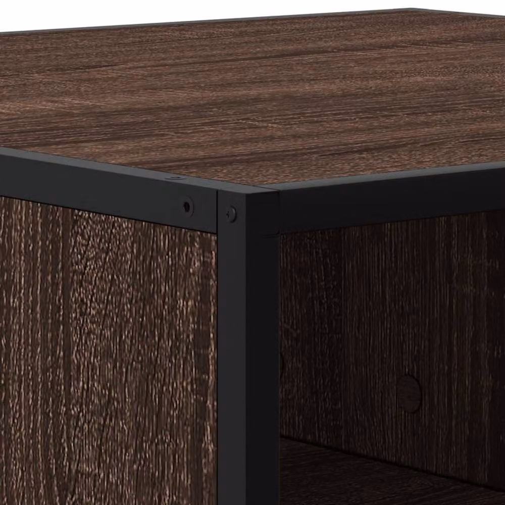 Berkfield Home Durable Brown Oak Coffee Table with Metal Sled Base, W/D/H: 80 x 80 x 30 cm – 3