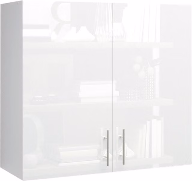 JD Greta Modern White Gloss Kitchen Wall Unit with Hinged Doors, W/D/H: 80.0 x 31.3 x 72.0 cm – 1
