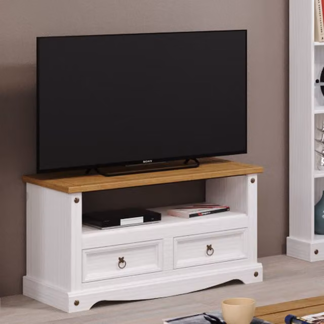 Core Corona White Waxed Pine Flat Screen TV Unit – 2