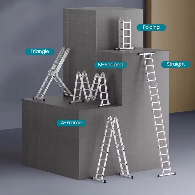 SONGMICS Multi-Purpose Aluminium Folding Ladder in Silver