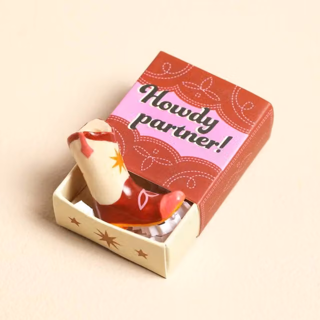 Lisa Angel Pink, Brown and Multicolour Ceramic Retro Tabletop Matchbox Token