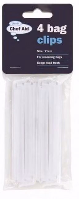 Chef Aid Plastic Bag Clips, White, Pack of 4