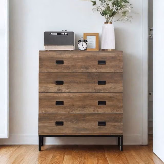 Pirlo Plush Brown 4 Drawer Wide Bedroom Storage Chest Unit – 1