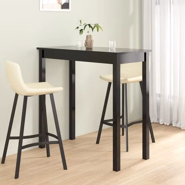 Berkfield Home Modern Black MDF Drop Leaf Bar Table W: 115 cm, D: 55 cm, H: 107 cm