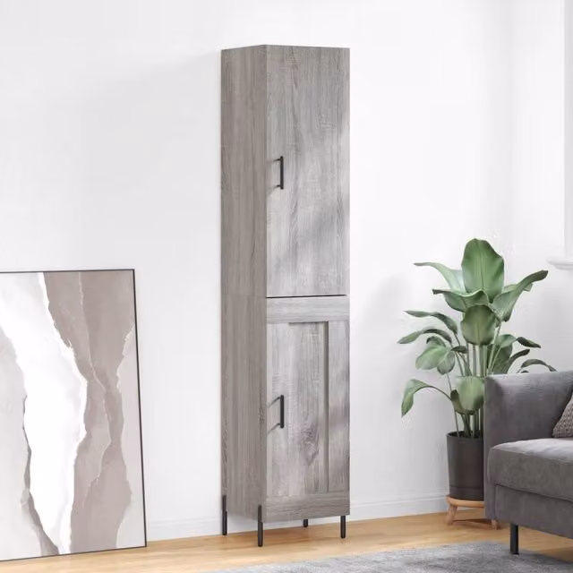 Berkfield Home Grey Sonoma Modern Highboard W/D/H: 34.5 x 34 x 180 cm