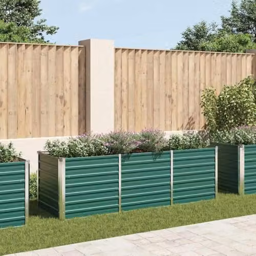 vidaXL Green Galvanised Steel Garden Raised Bed, W: 240 cm, D: 80 cm, H: 77 cm – 2