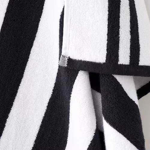Bianca Reversible Stripe Cotton Jacquard Bath Sheet Black W/D/H: 100 x 150 cm – 2