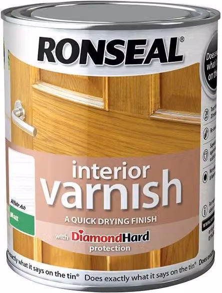 Ronseal Quick Dry Interior Wood Varnish in Matt White, 750ml – 2