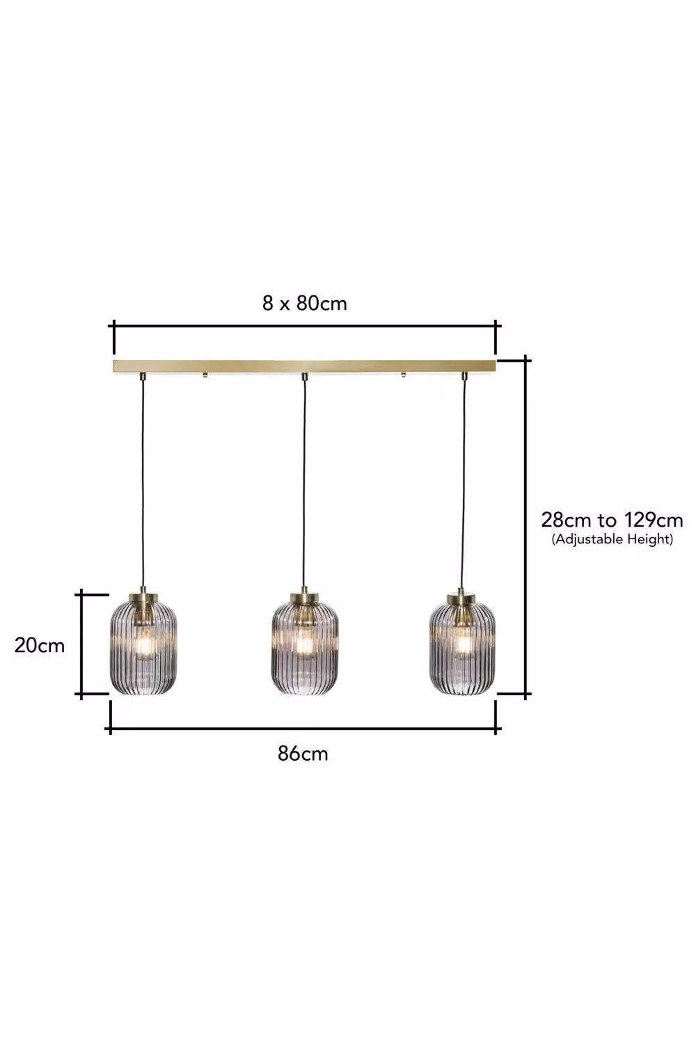 BHS Lighting Lyna Art Deco Suspended Ceiling Pendant Light in Gold and Brass with Transparent Glass – 2