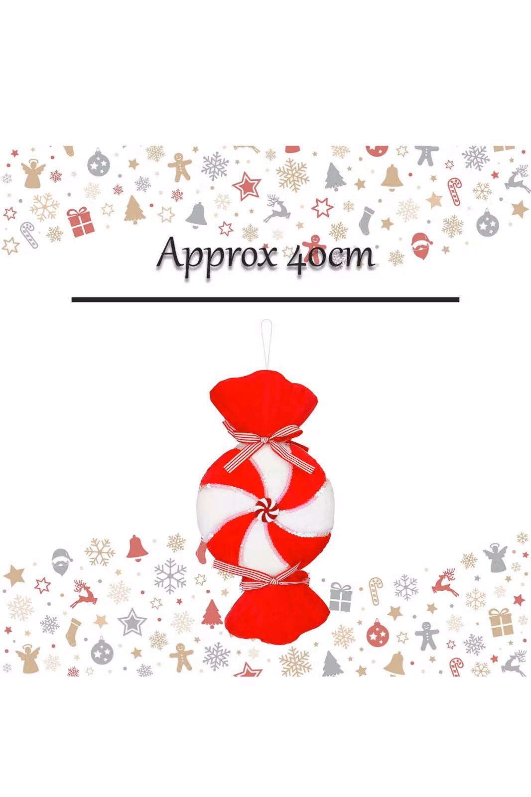 VFM e-Store Red Striped Candy Cane Christmas Tree Hanging Ornament, 40 cm – 2