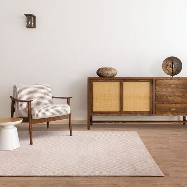 The Rug Shop UK Natural Modern Abstract Area Rug in Sand and Beige, Polyester and Cotton, W: 200 cm, L: 300 cm