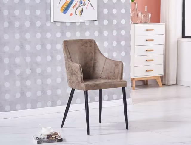 Life Interiors Zarah Faux Leather Dining Chair with Metal Legs in Light Brown and Black