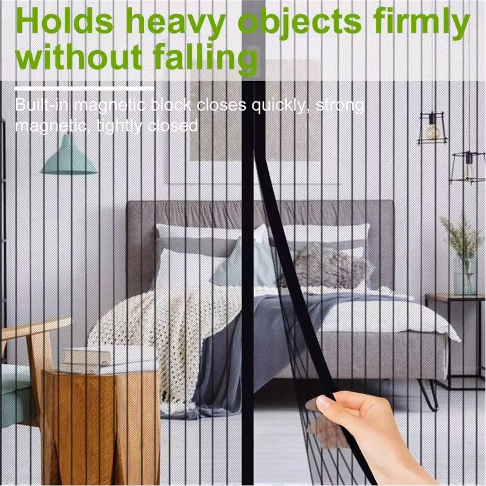 SPETLEK Heavy Duty Magnetic Screen Door Anti Mosquito Polyester Mesh for French Doors, Black, W/H: 90 x 210 cm – 5