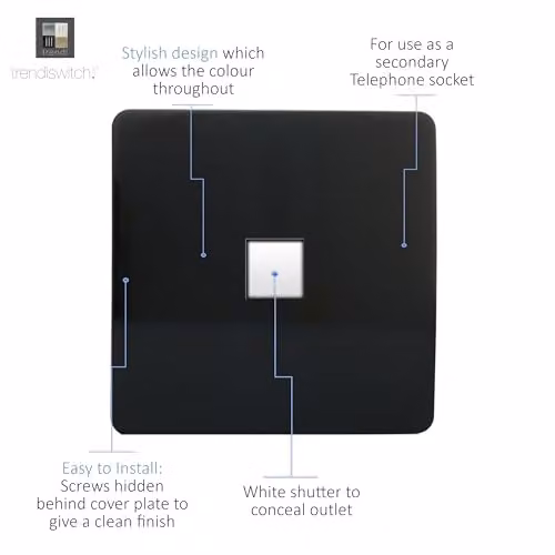 Trendi Switch Artistic Modern Glossy Black Flush Telephone Socket – 3