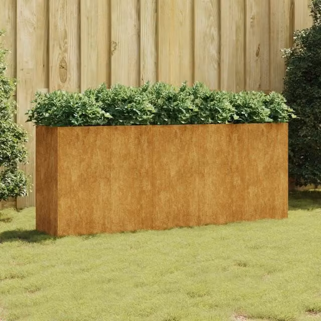 Berkfield Home Garden Corten Steel Raised Bed in Brown, W/D/H: 200 x 40 x 80 cm