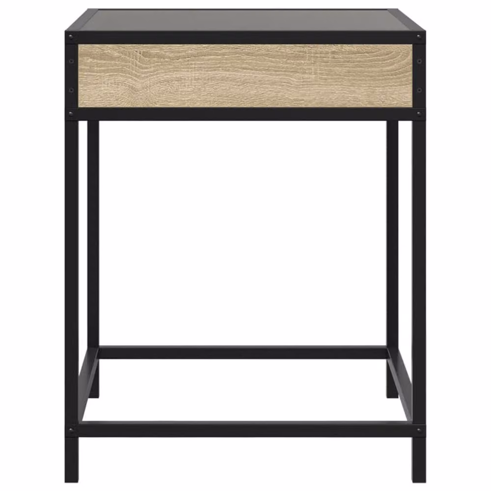 Berkfield Home Infinity LED Decorative Bedside Table in Sonoma Oak and Light Tan, W/D/H: 40 x 40 x 51 cm – 3