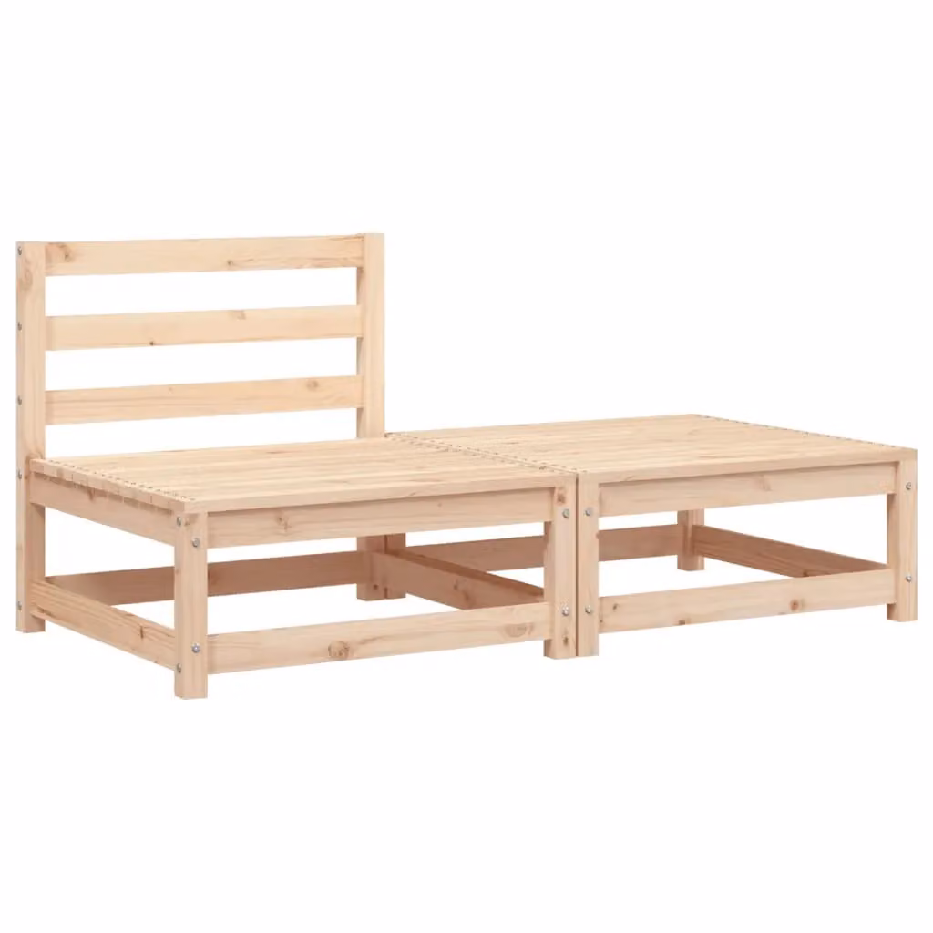 Berkfield Home Rustic Brown Armless Garden Sofa and Footstool Set in Solid Pine Wood – 2