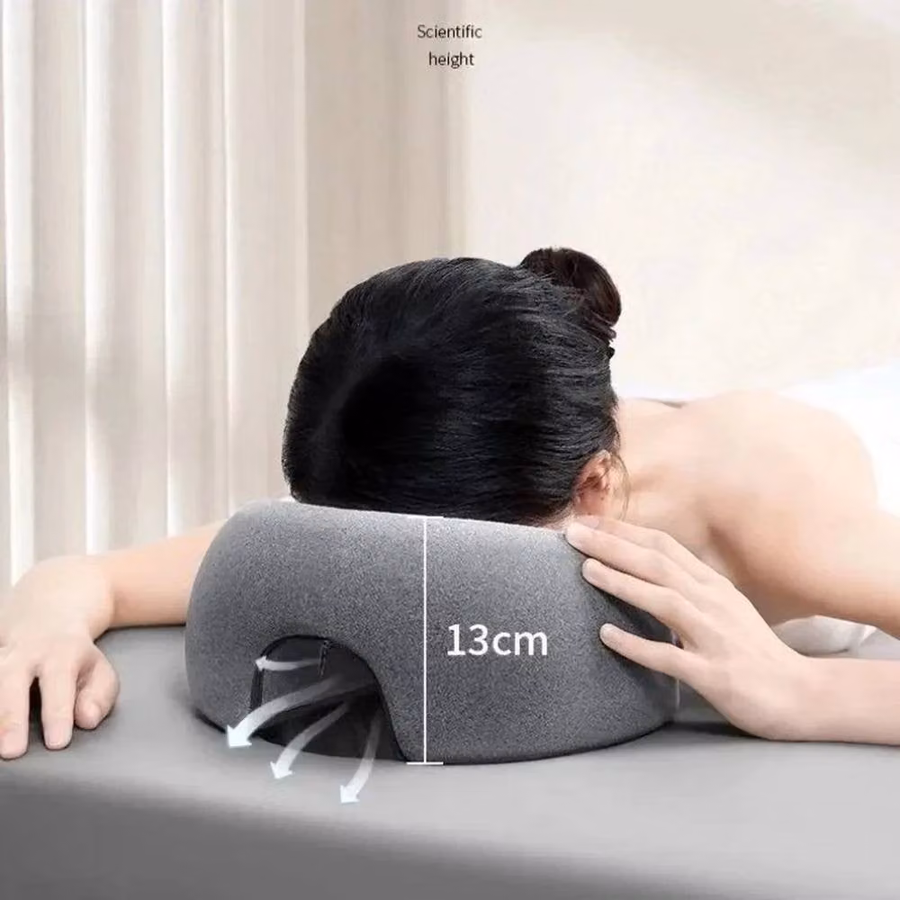 FLAVORA Grey Contoured Memory Foam Face Down Massage Pillow for Stomach Sleepers – 4